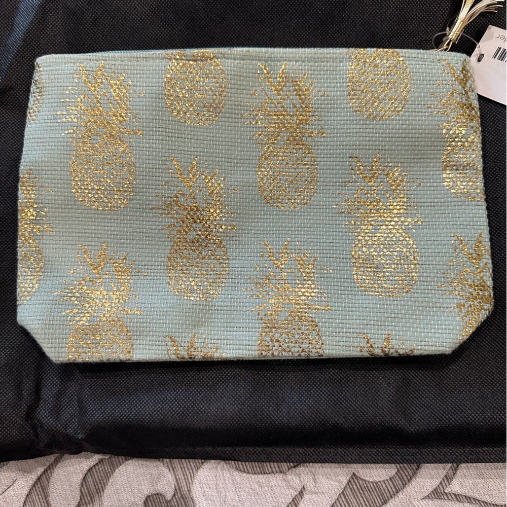 Gold Pineapple Print Clutch